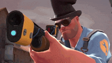a man in a top hat is holding a gun