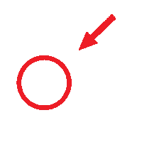 a red arrow points to a red circle on a white background
