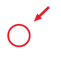 a red arrow points to a red circle on a white background