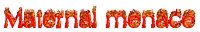 the word material menace is written in red flames on a white background