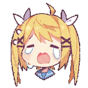 a pixel art drawing of a girl with blonde hair crying