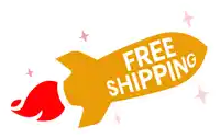 a yellow rocket with the words free shipping written on it