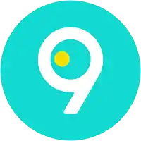 a blue circle with a white number 9 in it