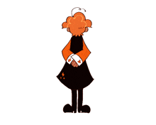 a cartoon character with orange hair and a red cape has his hands on his hips