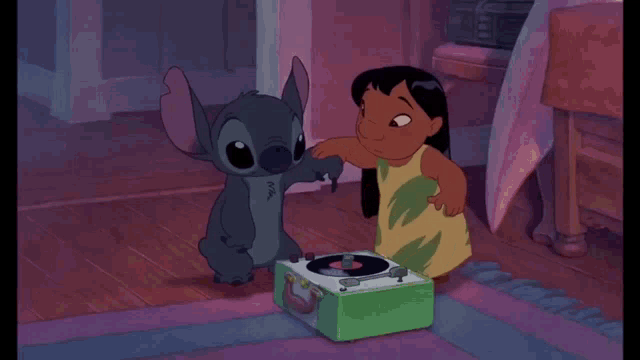 Lilo makes Stitch the speaker for her record player pin from our