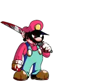 a cartoon character holding a bloody sword