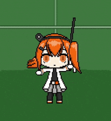 a pixel art drawing of a girl wearing headphones