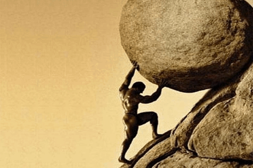 Man Pushing Boulder Up Hill GIF - Man Pushing Boulder Up Hill ...