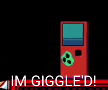 a cartoon of a green and purple ghost with the words im giggle 'd