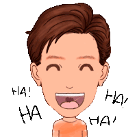 a cartoon drawing of a man laughing with ha written around his face