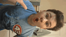 a boy wearing a shirt that says usa 43 on it