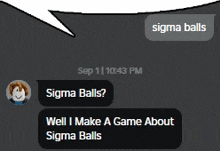 a screenshot of a text message between sigma balls