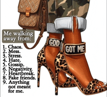 a drawing of a woman 's feet with the words god got me written on the heels