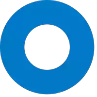 a blue circle with a white circle in the middle on a white background