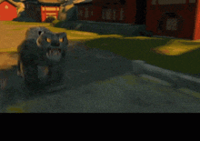 a cartoon scene with the word nno in white
