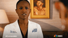 a woman in a chicago medical center coat