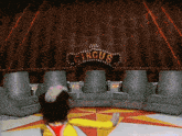 a person stands in front of a sign that says ' circus '