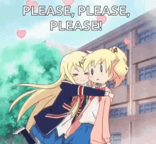 anime hug hearts please