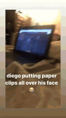 Diego Putting Paper Clips GIF - Diego Putting Paper Clips All Over His Face GIFs