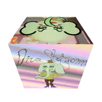 a cube with a cartoon of an elephant holding a cup that says quit on it