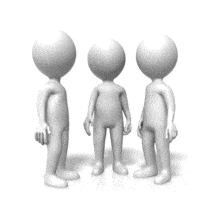 three 3d people are giving each other high fives