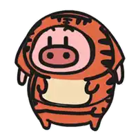 a cartoon pig is wearing a tiger suit