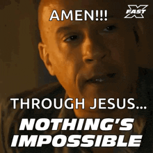 a poster that says amen through jesus nothing is impossible