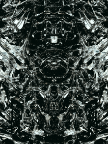 a black and white painting with a strange looking design