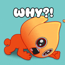 a cartoon character is laying down with the words why written above it
