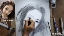 a drawing of a woman 's face is being made in animatica