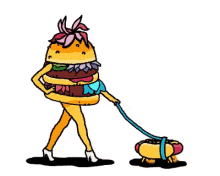 walking burger and hotdog burger hotdogs going somewhere hey tvm