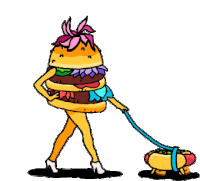 Walking Burger And Hotdog Burger Sticker - Walking Burger And Hotdog Burger Hotdogs Stickers