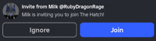 a sign that says invite from milk @rubydragonrage
