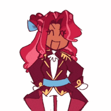 a drawing of a girl with long red hair
