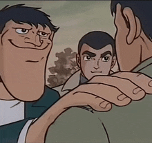 a cartoon drawing of a man with a huge face