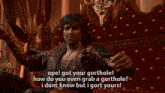a man sitting on a throne with the words ope got your gorthole how do you even grab a gorthole