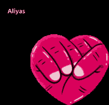 a pink heart with the name aliyas written above it