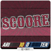 a scoreboard shows that ari is leading by ten points