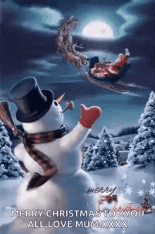 Merry Christmas Snow Man GIF