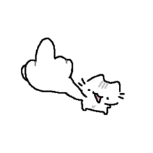 a cat is laying on its back and giving the middle finger .