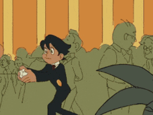 a cartoon drawing of a boy in a suit and tie