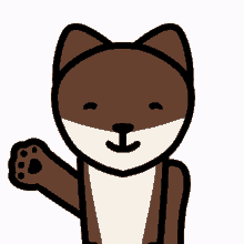 a cartoon drawing of a dog with its paw up