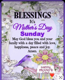 a blessings it 's mother 's day sunday poster