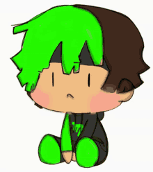 a drawing of a person with green hair and a hoodie that says ' it '
