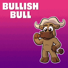 a cartoon drawing of a bull with the words bullish bull above it