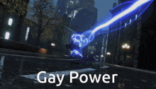 a blurred image with the words gay power in white letters
