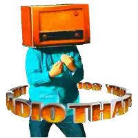 a person with a radio on their head is surrounded by the words radio that