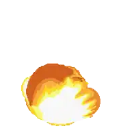 a pixel art illustration of a large explosion with smoke coming out of it .