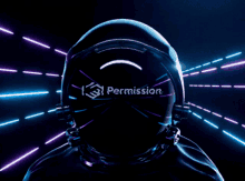 a person wearing a helmet with permission written on it