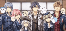 a group of anime characters are posing for a photo
